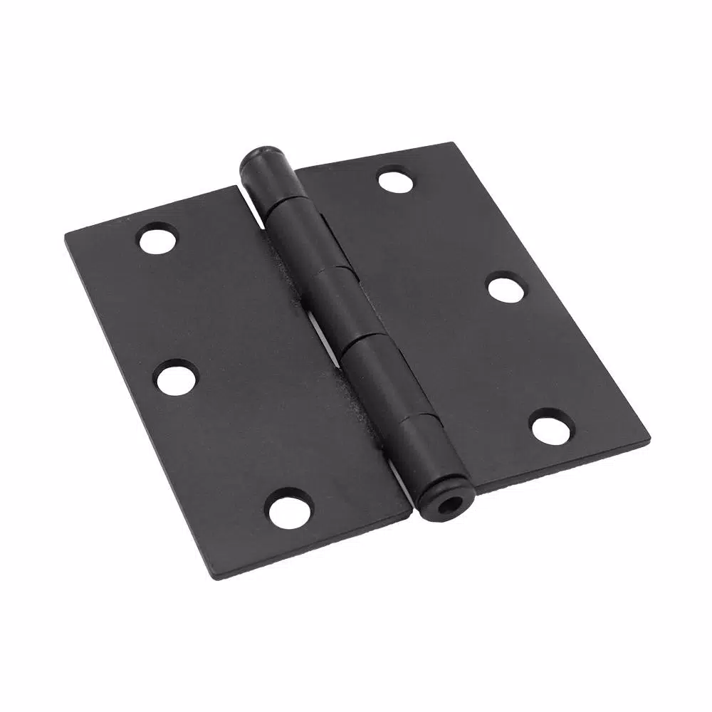 Everbilt 3-1/2 in. Matte Black Square Corner Smooth Action Door Hinge, 3-Pack