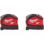 Milwaukee Compact Auto Lock Tape Measure 2-Pack (25 ft. and 16 ft.) thumbnail 1