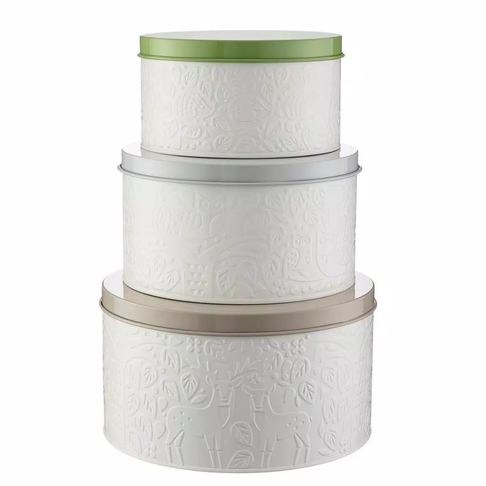 Mason Cash In the Forest Coated-Steel Cake Tin Set with Lids, 3-Piece Nesting Set