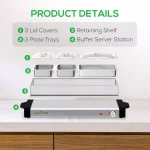 NutriChef 27.6 in. 3-Burner Stainless Steel Electric Buffet Server Food Warming Tray thumbnail 8