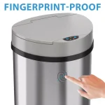 iTouchless 13 Gallon Stainless Steel Semi-Round Touchless Trash Can with AbsorbX Odor Control thumbnail 5