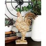LITTON LANE Textured Beige Rooster Polystone Sculpture - Farmhouse Style Statuary thumbnail 1