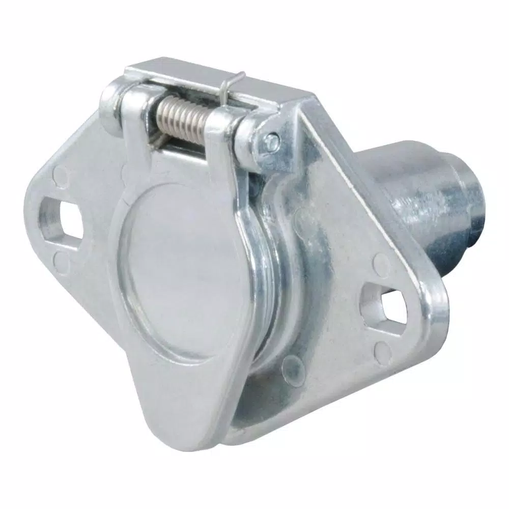 CURT 6-Way Round Trailer Connector Socket, Vehicle Side, Die-Cast Metal