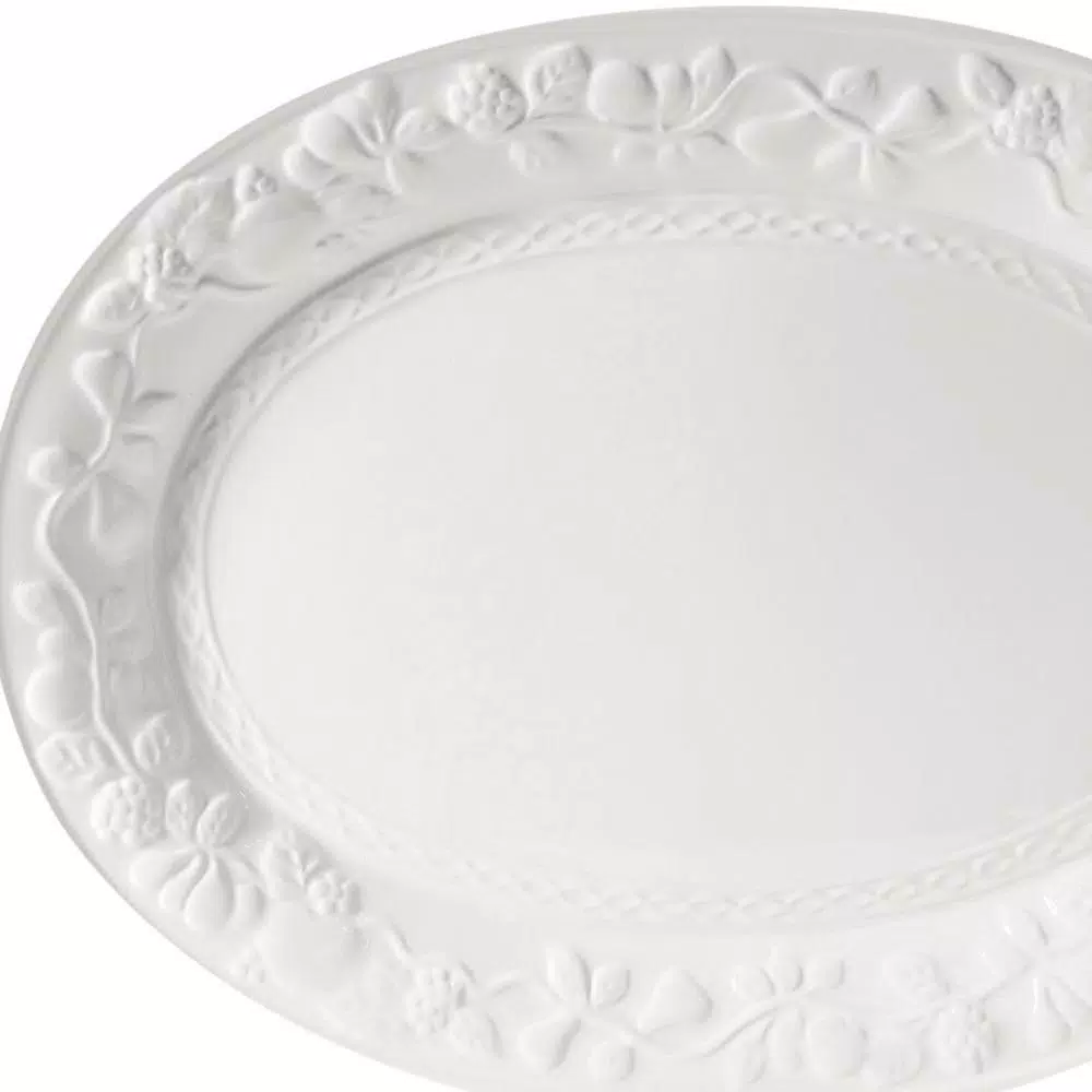 Gibson Home Fruitful White Stoneware 18.75in Oval Serving Platter