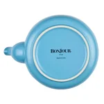 BonJour Ceramic 4-Cup Teapot with Stainless Steel Infuser and Teak Wood Accents, Aqua thumbnail 3