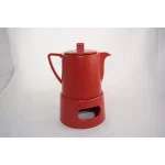 Bredemeijer Lund Red Ceramic Teapot with Tea Warmer and Stainless Steel Filter, 34 fl. oz. thumbnail 1
