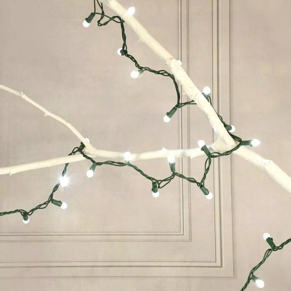 LUMABASE 70-Light LED Cool White Plastic Globe String Lights, Weather Resistant, 14.58 ft