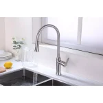 Vanity Art Brushed Nickel Single-Handle Pull-Down Kitchen Faucet with Sprayer Wand thumbnail 6
