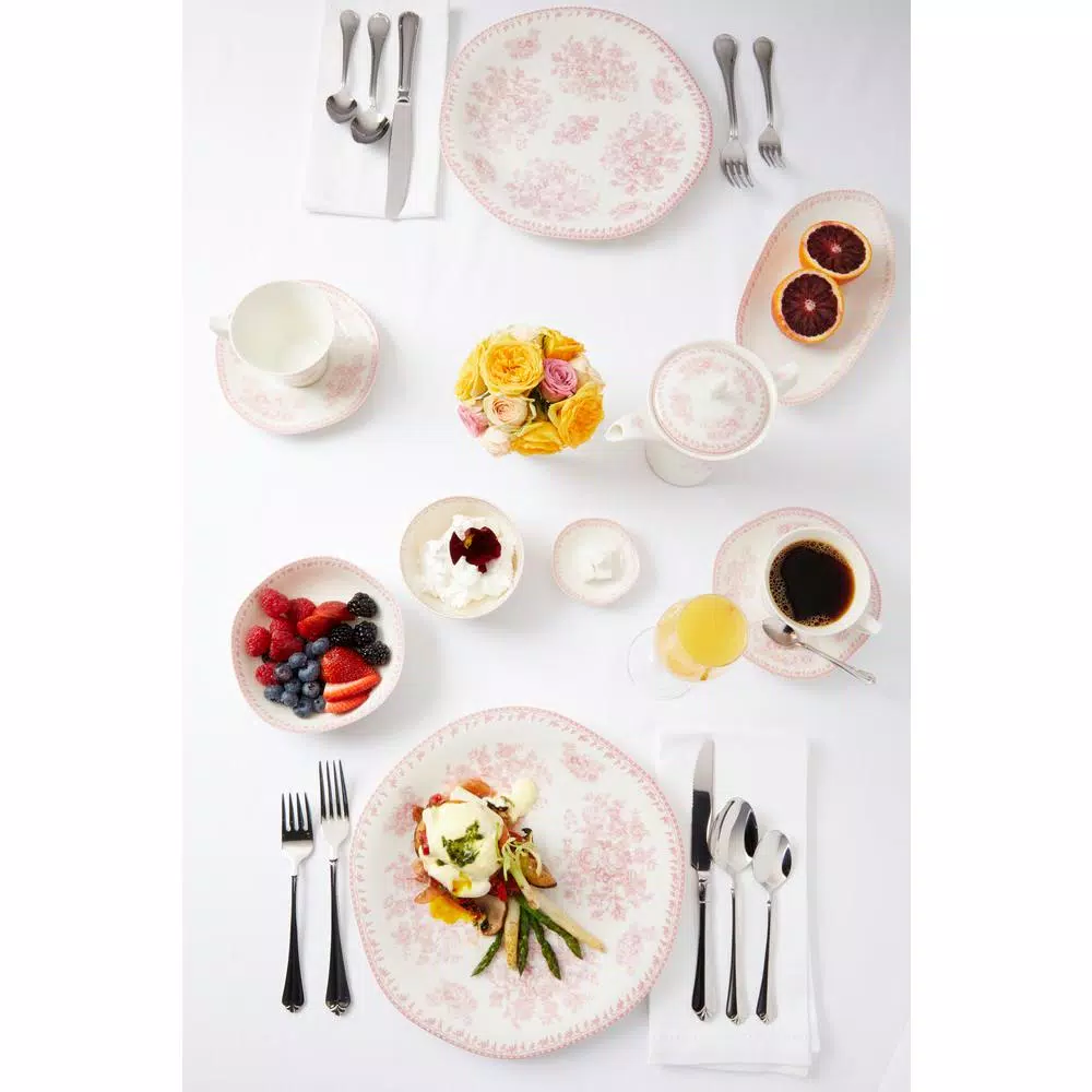Oneida Lancaster Garden White and Pink Porcelain Creamers, 6 oz. (Set of 36)