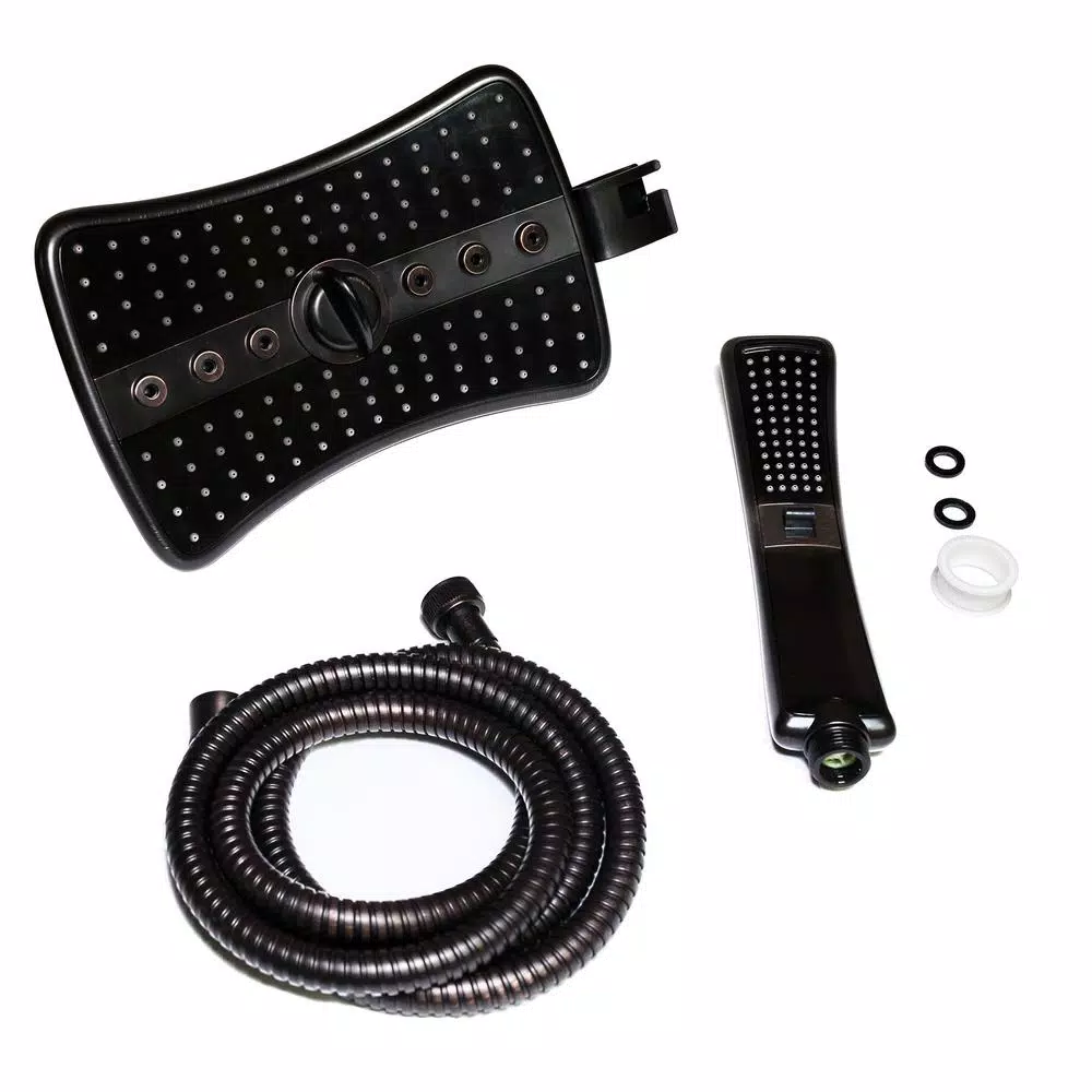 AKDY 9 in. Dual Shower Head and Handheld Wand Combo, 4 Spray Modes, Antique Bronze