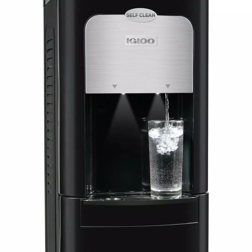 Igloo Bottom Loading Water Dispenser with Ozone Self-Cleaning, Hot & Cold, Black/Stainless Steel