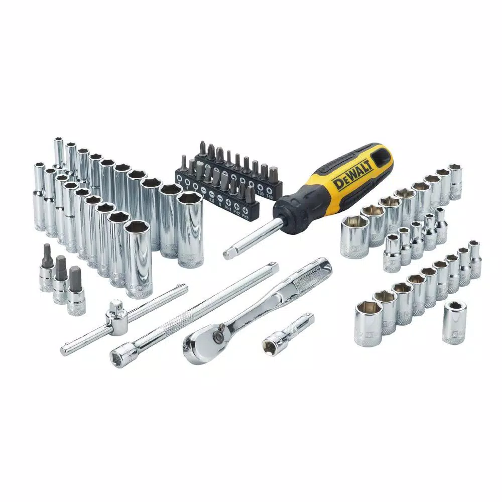 DEWALT 69-Piece 1/4 in. Drive SAE and Metric Socket Set