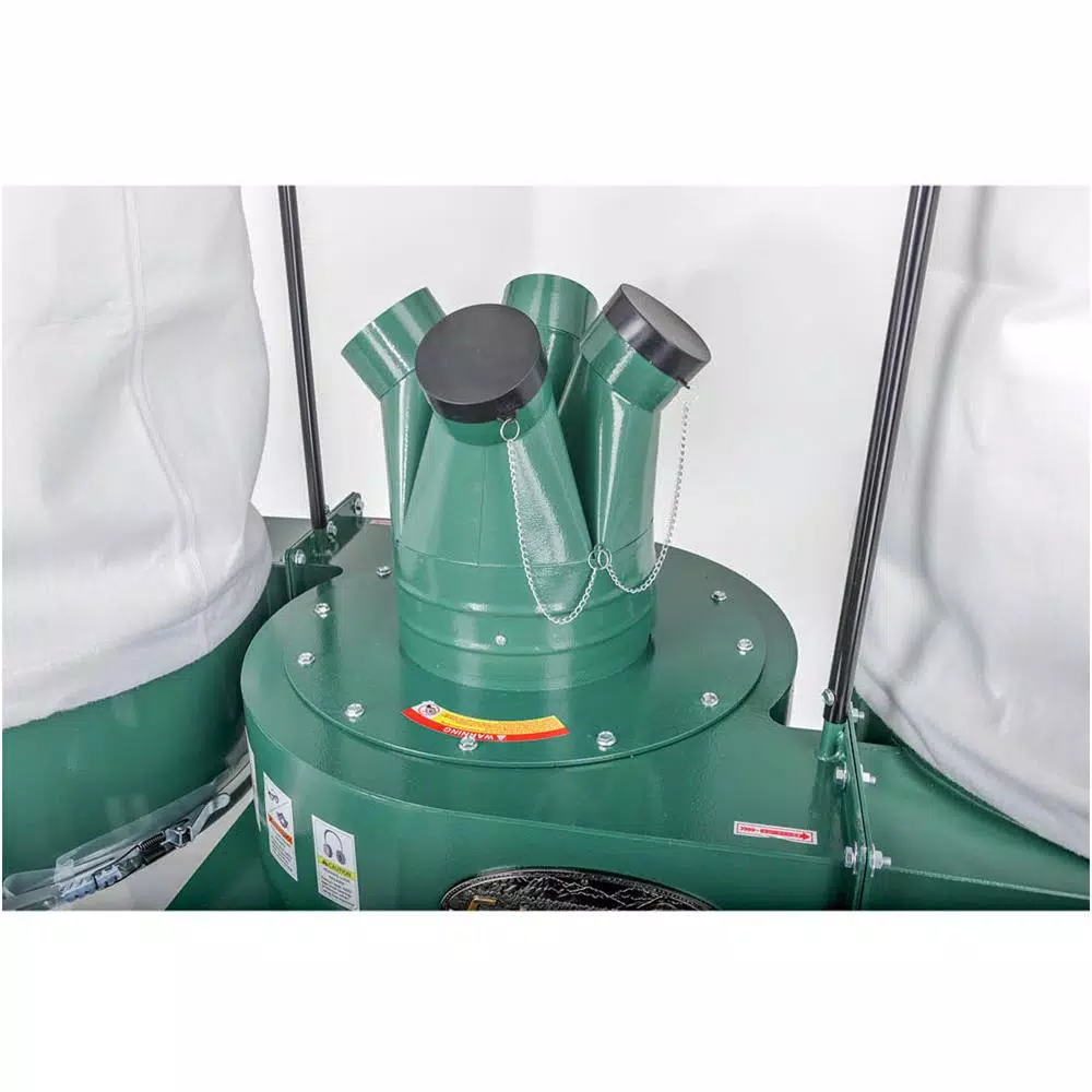 Grizzly Industrial 5 HP Industrial Dust Collector with 15 in. Impeller and 4 Connection Ports