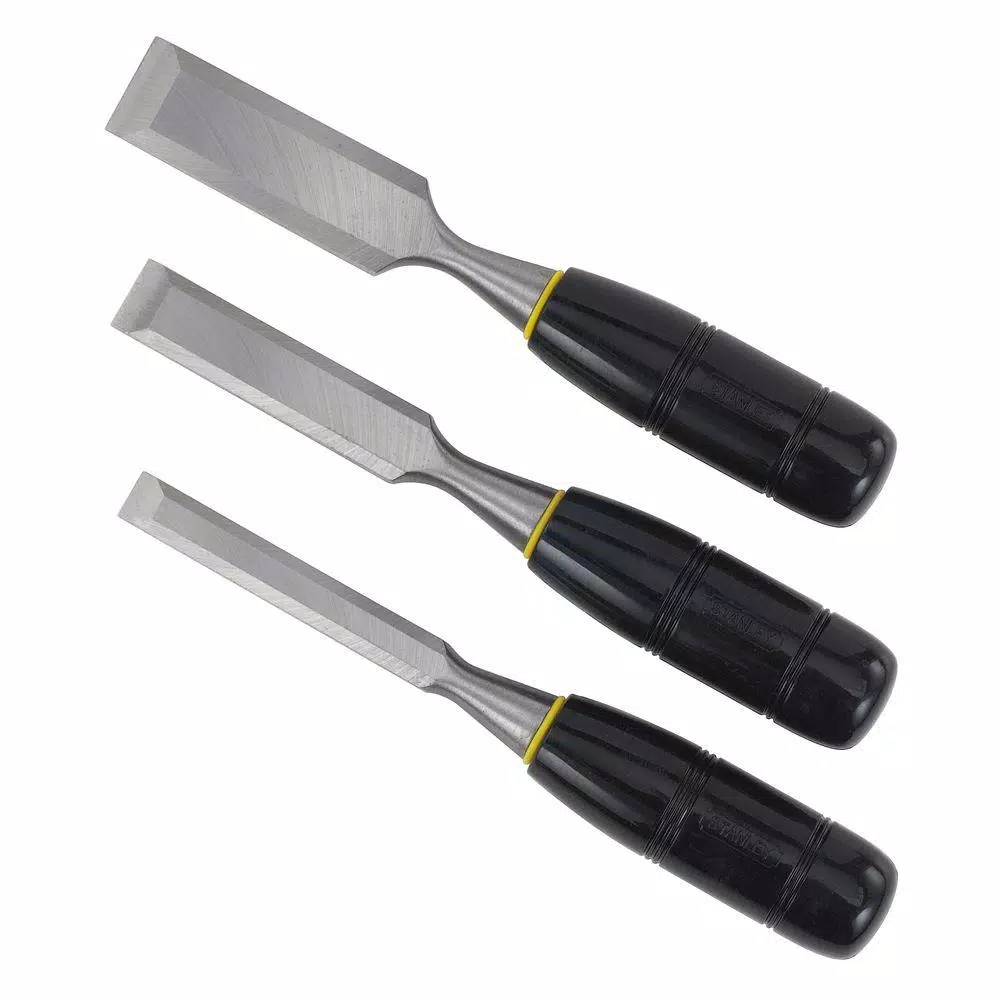 Stanley 16-150 Basic 3-Piece Wood Chisel Set with Carbon Steel Blades