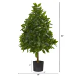 Nearly Natural 3 ft. Sweet Bay Cone Topiary Artificial Tree with Planter thumbnail 2