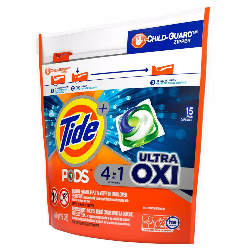 Tide PODS Ultra Oxi Laundry Detergent Pods, 15-Count (6-Pack)
