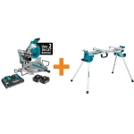 Makita 10 in. Dual-Bevel Sliding Compound Brushless Cordless Miter Saw with Folding Stand Kit thumbnail 1