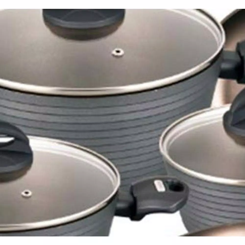 NutriChef Ridge-Line 12-Piece Aluminum Nonstick Cookware Set, Chrome