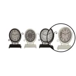 LITTON LANE 12 in. x 9 in. International Cafe Oval Desk Clocks, Set of 4, Distressed Black & White Farmhouse Style thumbnail 3