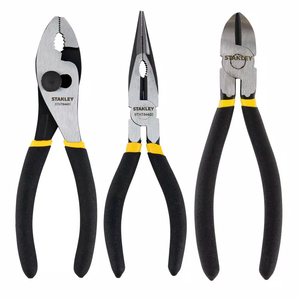 Stanley 3-Piece Plier Set, 6 in. Slip Joint, Long Nose, and Diagonal Pliers