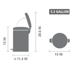Brabantia Icon 5.3 Gal. White Steel Step-On Trash Can with Soft-Close Lid thumbnail 6