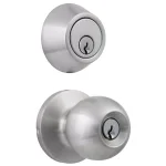 Universal Hardware Satin Chrome Commercial Entry Knob and Single Cylinder Deadbolt Combo Pack, ANSI Grade 2 thumbnail 1