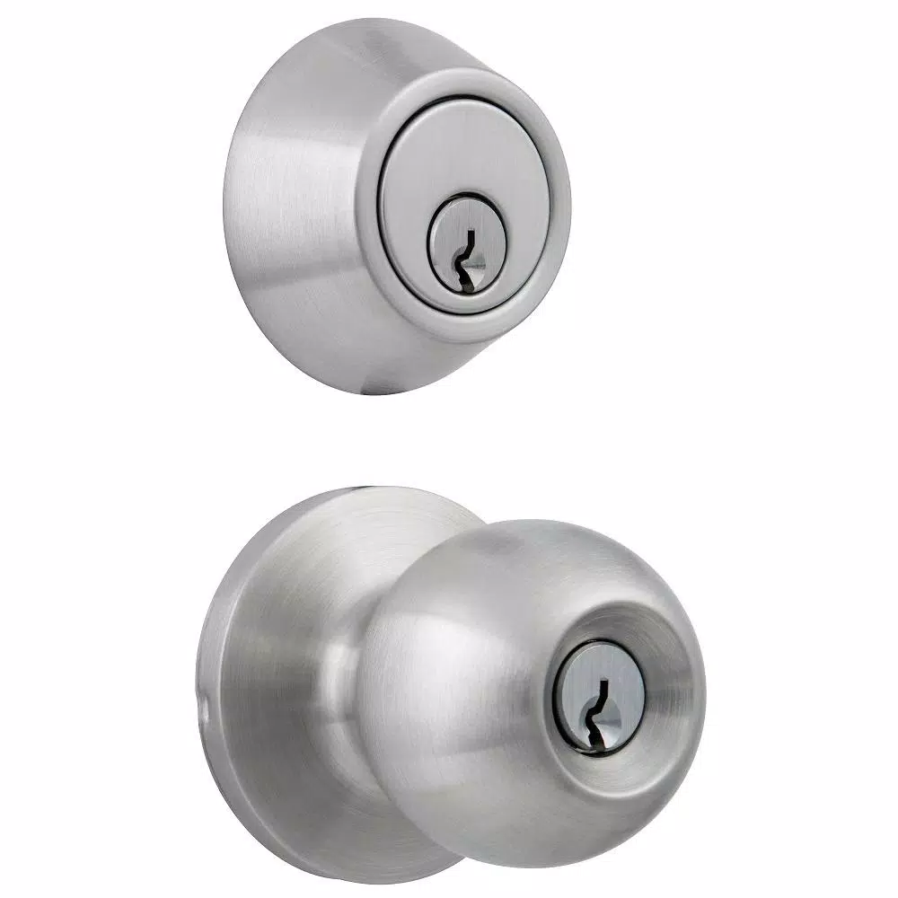 Universal Hardware Satin Chrome Commercial Entry Knob and Single Cylinder Deadbolt Combo Pack, ANSI Grade 2