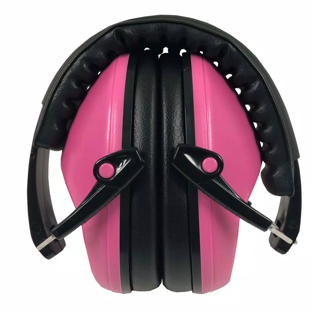G & F Products Pink Passive Folding Slim Earmuffs for Kids and Women - 26 NRR Hearing Protection