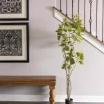 Vickerman 5 ft. Artificial Cotinus Coggygria Tree in Black Planter Pot thumbnail 1