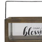 Stonebriar Collection Stonebriar Rustic Wood and Glass Votive Candle Holder with 'Count Your Blessings' Sentiment thumbnail 4