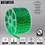 Wintergreen Lighting 150 ft. Green LED Rope Light Kit, 1800 Lights, Dimmable & Weather Resistant thumbnail 2