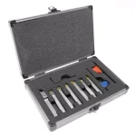 WEN 7-Piece 5/16 in. Nickel-Plated Indexable Carbide-Tipped Metal Lathe Tool Bits Set with Case thumbnail 1
