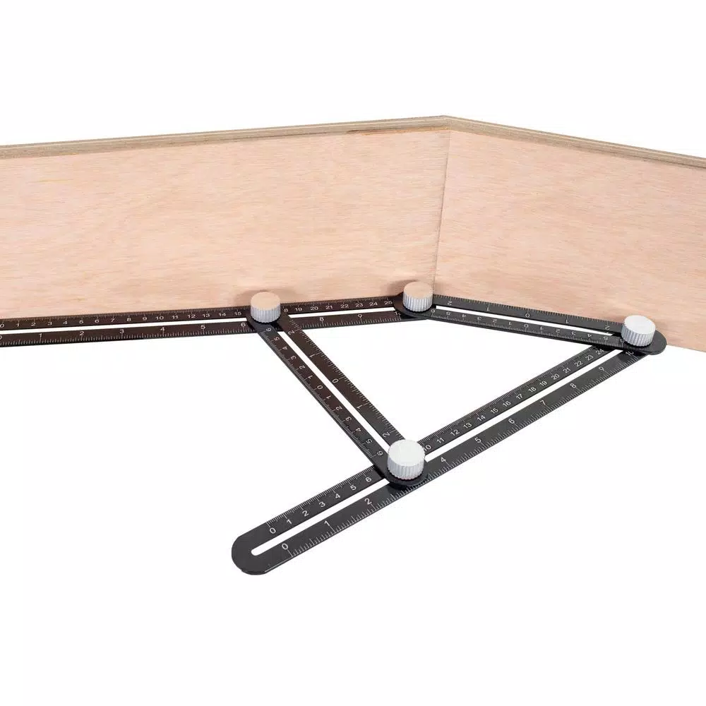 POWERTEC Universal Angle Template Tool, 10 in. Aluminum Multi-Angle Ruler & Precision Stencil