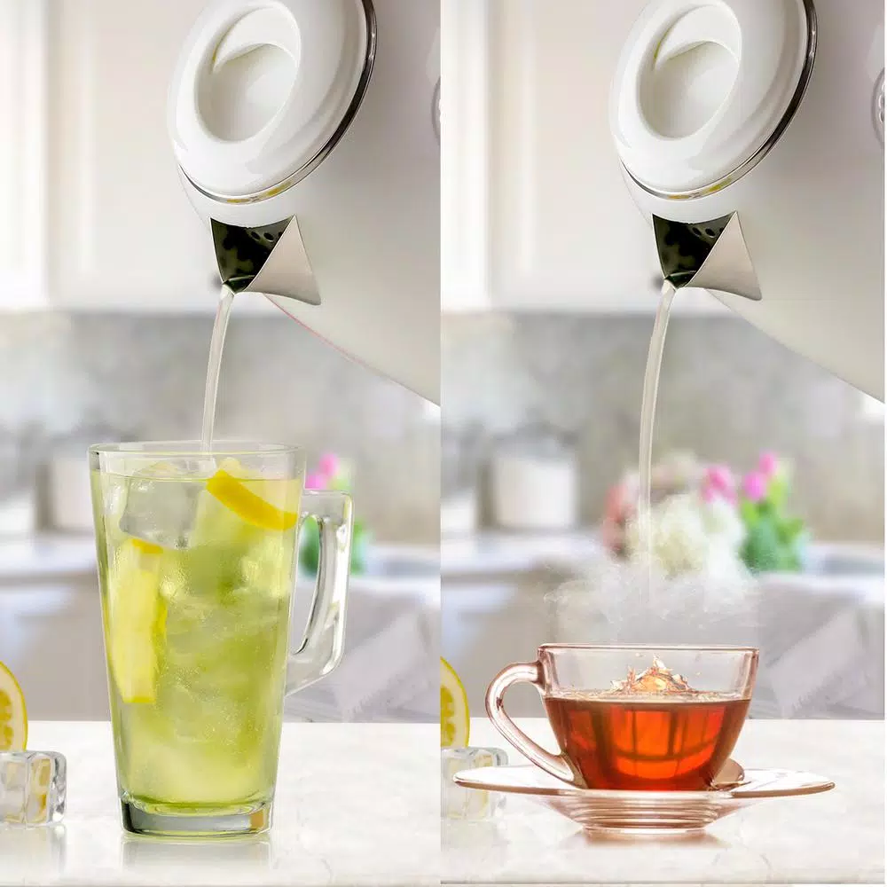 Ovente 1.7L Electric Kettle, White Stainless Steel BPA-Free Water Boiler with Auto Shut-Off