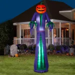 Gemmy 12 ft. Halloween Airblown Projection Inflatable Fire and Ice Jack O Reaper thumbnail 2