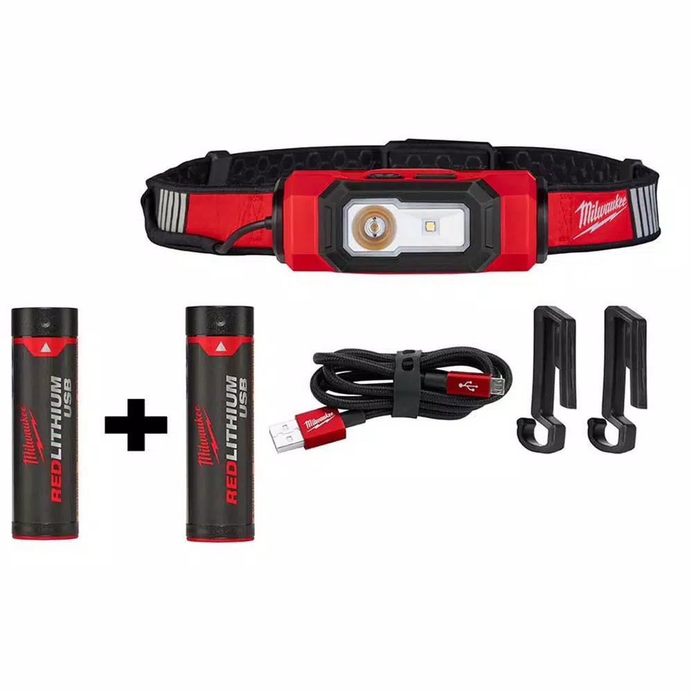 Milwaukee 600 Lumen USB Rechargeable BEACON Hard Hat Headlamp with REDLITHIUM USB Battery