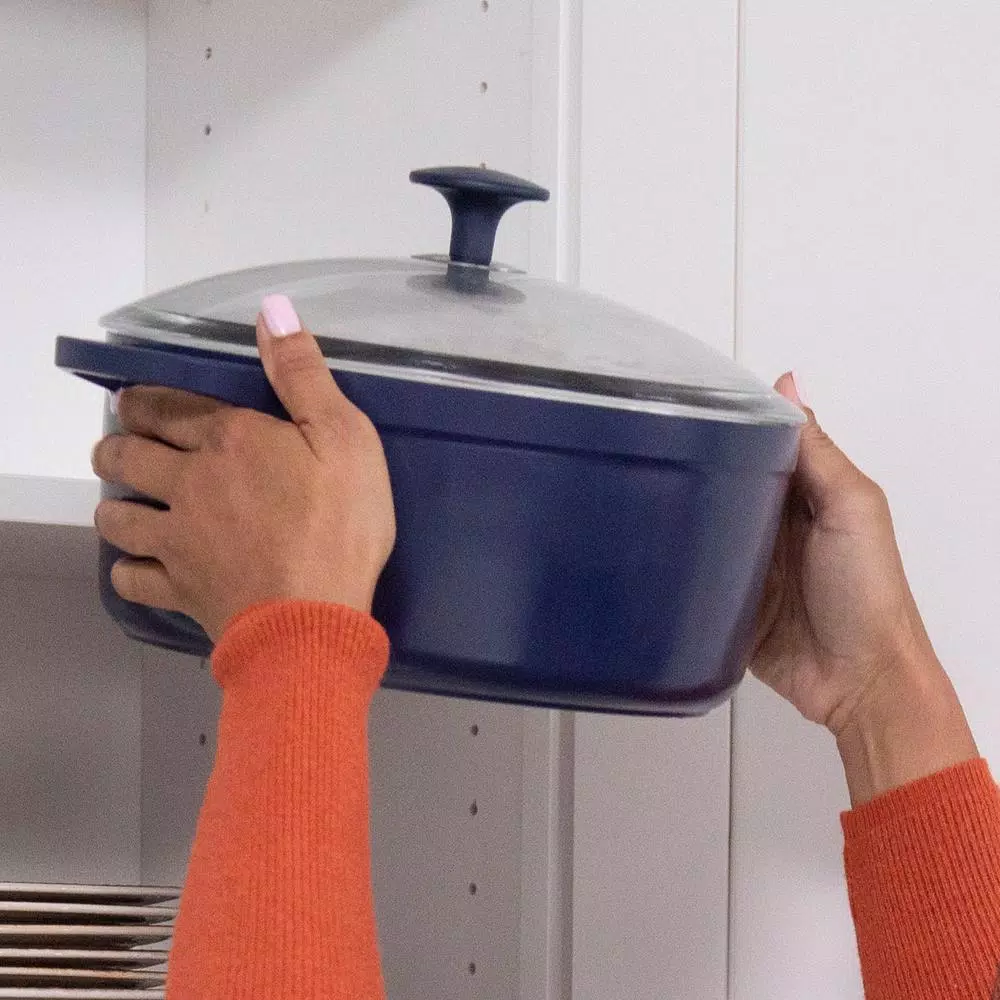Blue Diamond 5.5 QT Blue Aluminum Nonstick Dutch Oven with Glass Lid