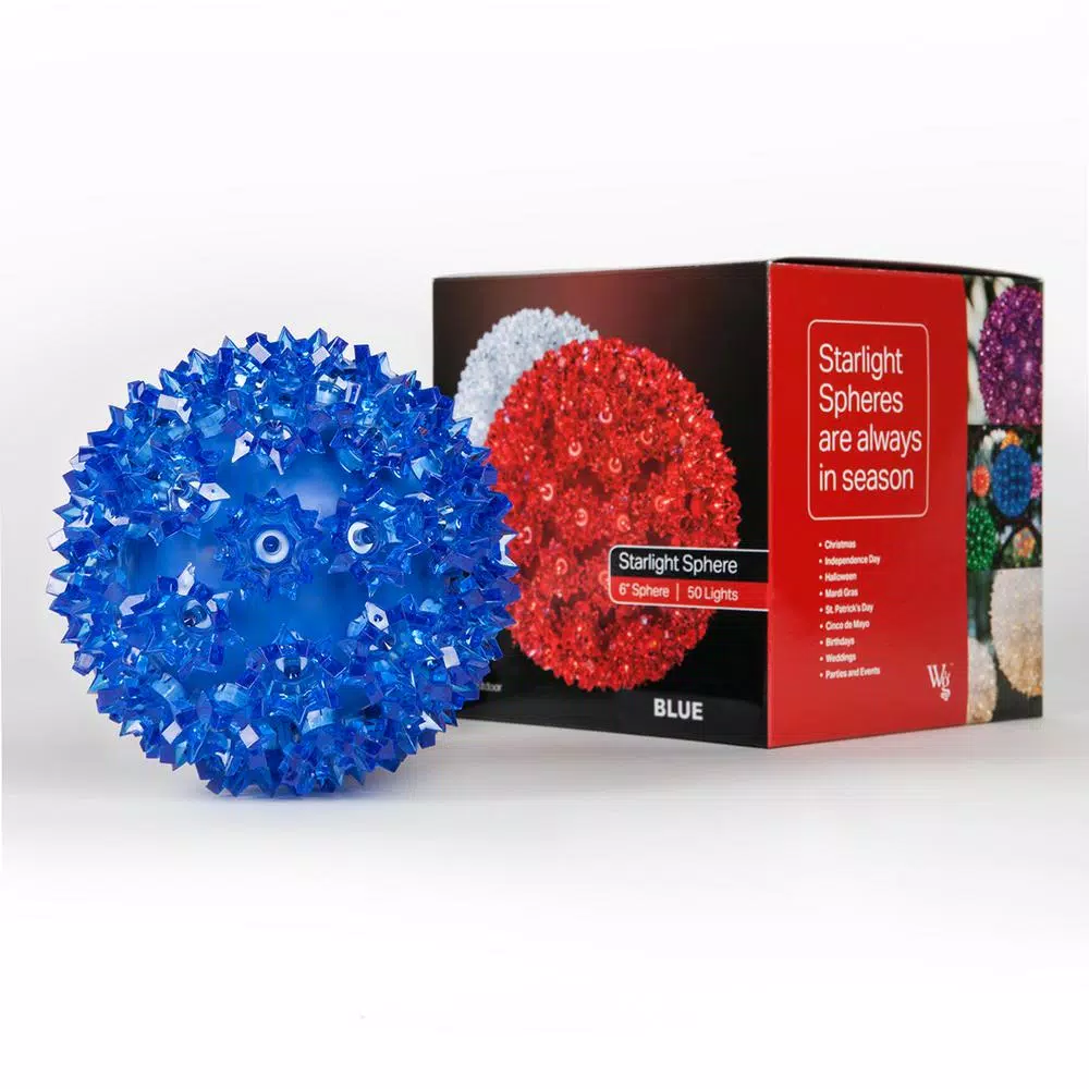 Wintergreen Lighting 6 in. 70-Light Blue LED Decorative Starlight Sphere