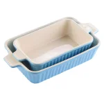 MALACASA 2-Piece Blue Porcelain Rectangle Bakeware Set, 12 in. and 13 in. Ceramic Baking Dishes thumbnail 1