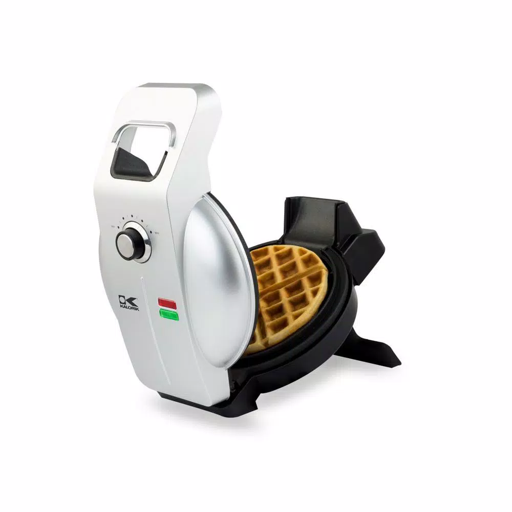 KALORIK Easy Pour Single Belgian Waffle Maker, 800W, Silver/Black
