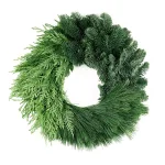 VAN ZYVERDEN 24 in. Live Fresh Cut Pacific Northwest Modern Block Christmas Wreath - Noble Fir, Cedar, and Pine thumbnail 1