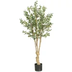 Nearly Natural 5 ft. Artificial Olive Silk Tree with 1,380 Leaves and 86 Berries thumbnail 1