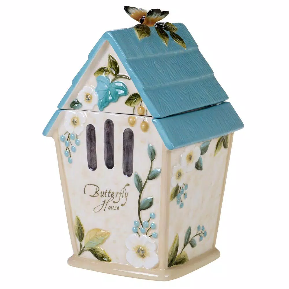 Certified International Nature Garden 3-D Butterfly Birdhouse Cookie Jar, 88 oz.