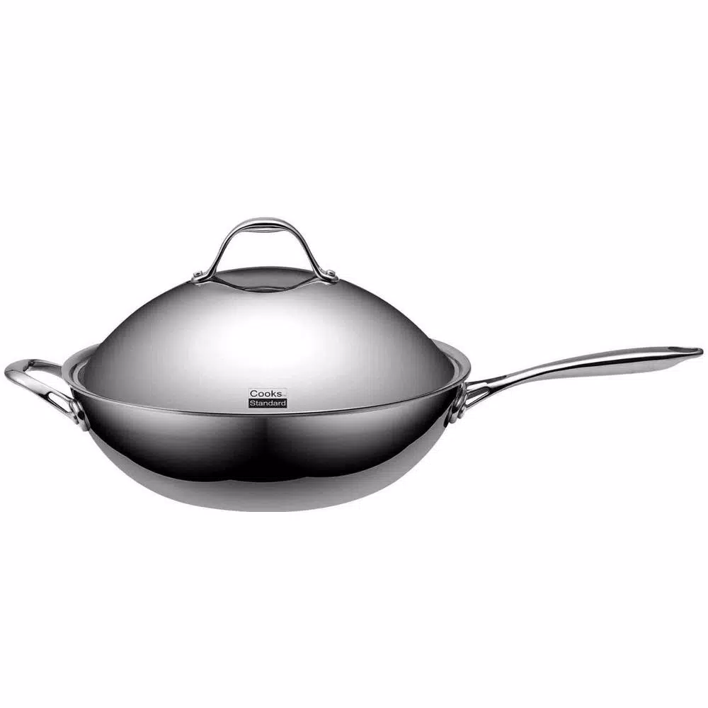 Cooks Standard 13 in. Multi-Ply Clad Stainless Steel Wok with Dome Lid