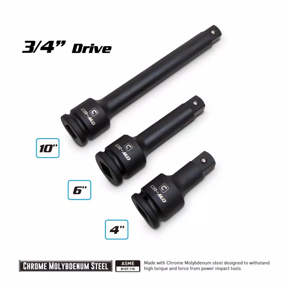 Capri Tools 3/4 in. Drive Impact Extension Bar Set, 3-Piece (4, 6, 10 in.)