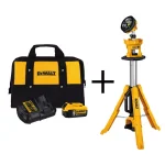 DEWALT 20V MAX 3000-Lumen Cordless LED Tripod Work Light Kit with 5.0Ah Battery and Charger thumbnail 1