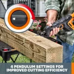 Worx POWER SHARE 20V Cordless Reciprocating Saw with 2 Ah Battery and Charger thumbnail 7