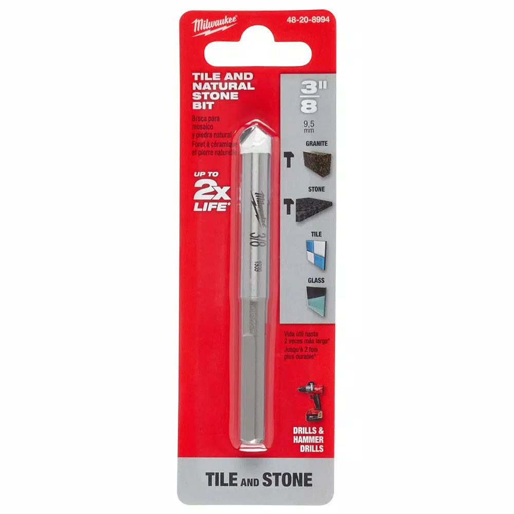 Milwaukee 3/8 in. Carbide Masonry Drill Bit for Tile and Natural Stone