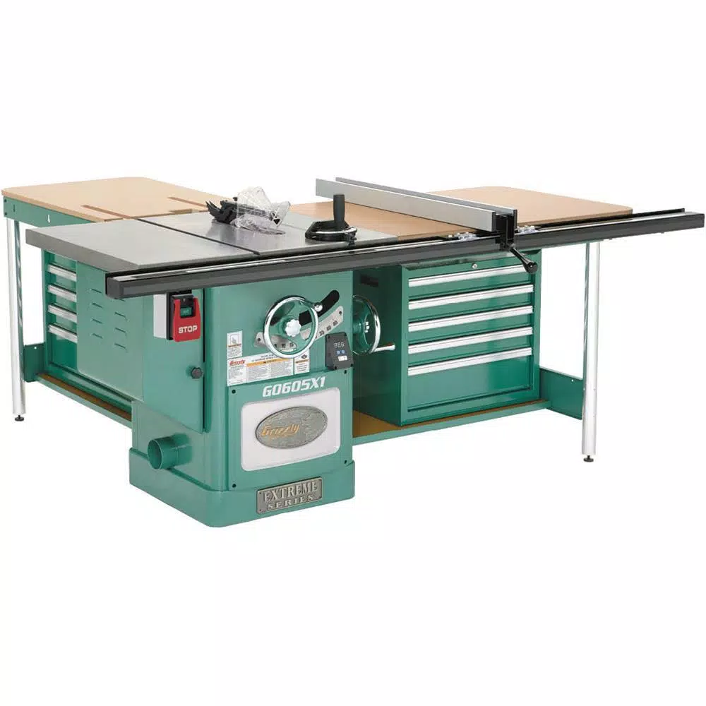 Grizzly Industrial 12 in. 5 HP 220-Volt Extreme Table Saw with Large Extension Tables
