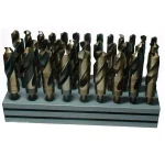 Drill America 33-Piece High Speed Steel Black Oxide Reduced Shank Twist Drill Bit Set with Metal Stand thumbnail 1